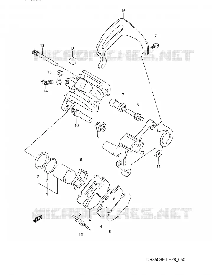 REAR CALIPER (MODELE L/M) Suzuki MOTO 350 DR 1994  DR350SER(E28)