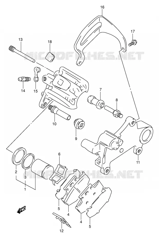 REAR CALIPER (MODELE L/M) Suzuki MOTO 350 DR 1995  DR350S(E1)