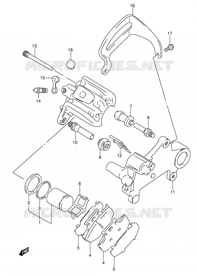 REAR CALIPER (MODELE N/P) Suzuki MOTO 350 DR 1990  DR350L(E3)