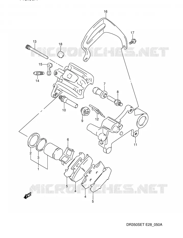REAR CALIPER (MODELE N/P) Suzuki MOTO 350 DR 1993  DR350SP(E28)