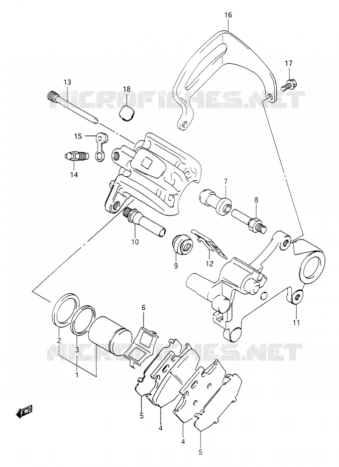 REAR CALIPER (MODELE N/P) Suzuki MOTO 350 DR 1994  DR350R(E28)