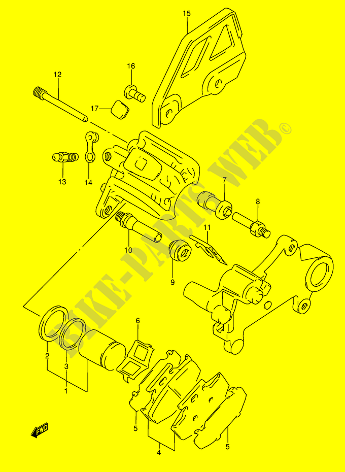 REAR CALIPER (MODELE R/S/T) voor Suzuki DR 350 1991