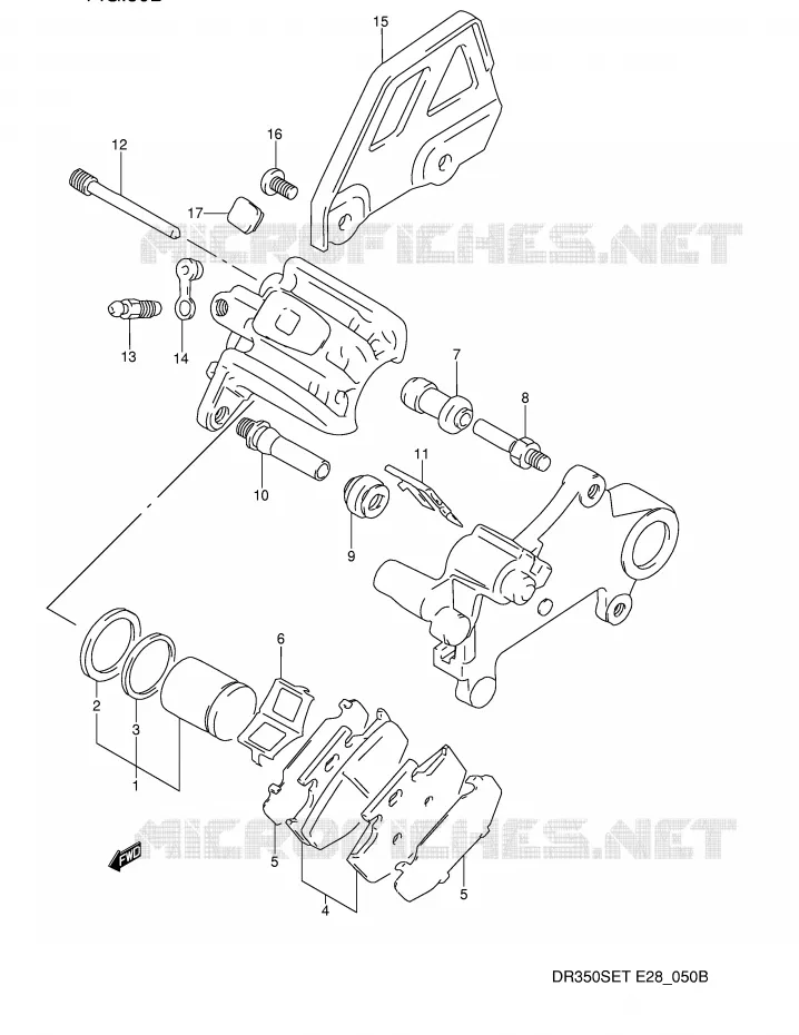 REAR CALIPER (MODELE R/S/T) Suzuki MOTO 350 DR 1991  DR350SM(E28)