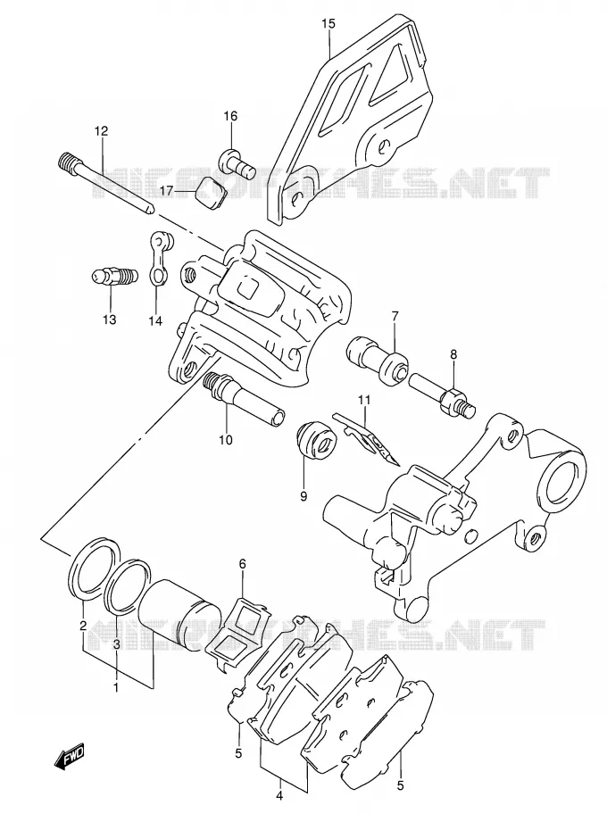 REAR CALIPER (MODELE R/S/T) Suzuki MOTO 350 DR 1994  DR350R(E3)