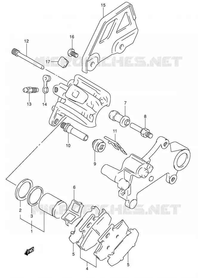 REAR CALIPER (MODELE R/S/T) Suzuki MOTO 350 DR 1995  DR350S(E1)
