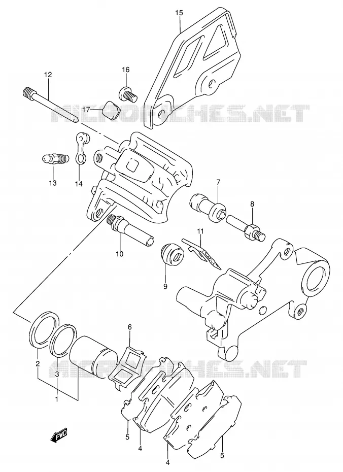 REAR CALIPER (MODELE R) Suzuki MOTO 250 DR 1991  DR250SM(E24)