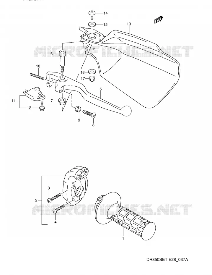 RECHTER HENDEL - HANDGREEP (MODELE N/P/R/S/T) Suzuki MOTO 350 DR 1994  DR350SER(E28)