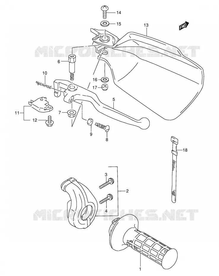 RECHTER HENDEL - HANDGREEP (MODELE V/W/X) Suzuki MOTO 350 DR 1994  DR350SER(E2)