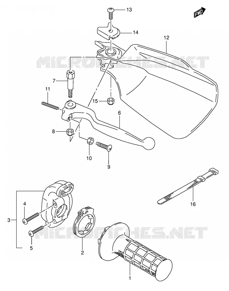 RECHTER HENDEL - HANDGREEP Suzuki MOTO 350 DR 1993  DR350P(E1)