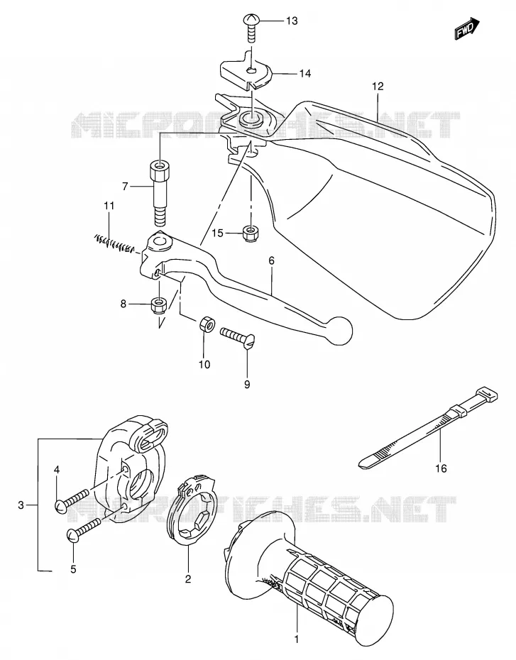 RECHTER HENDEL - HANDGREEP Suzuki MOTO 350 DR 1998  DR350W(E1)