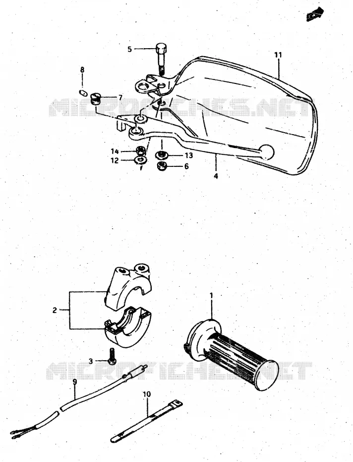 RIGHT SWITCH - HANDGREEP (MODELE G/DR500SH) Suzuki MOTO 500 DR 1987  DR500RH(G/H/J)
