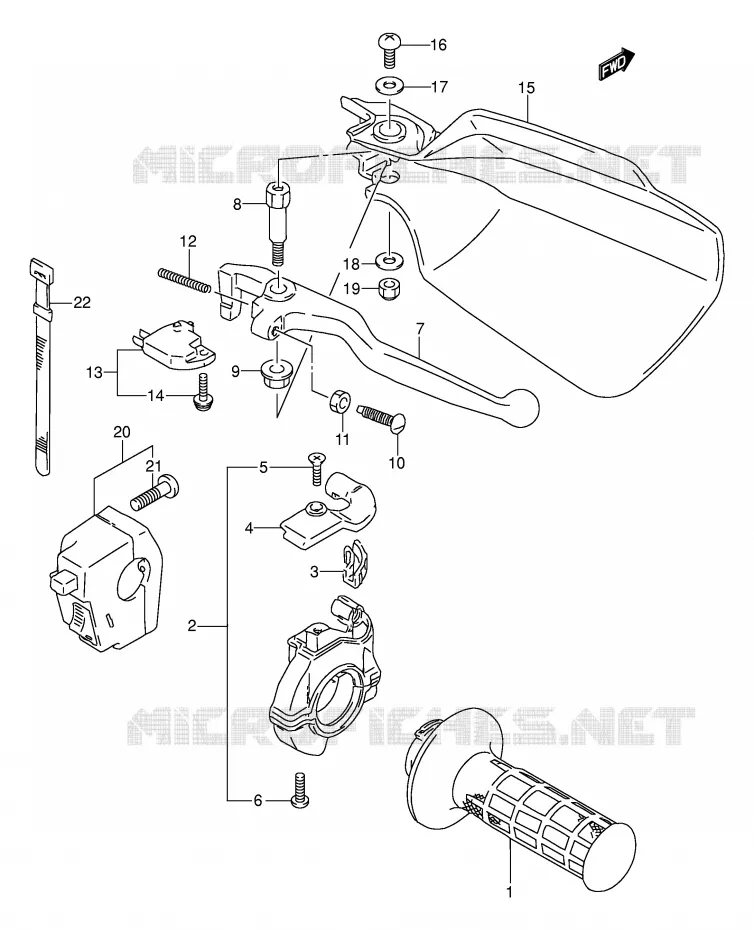 RIGHT SWITCH - HANDGREEP (MODELE L/M,MODELE N/P/R E24) Suzuki MOTO 250 DR 1990  DR250SL(E24)