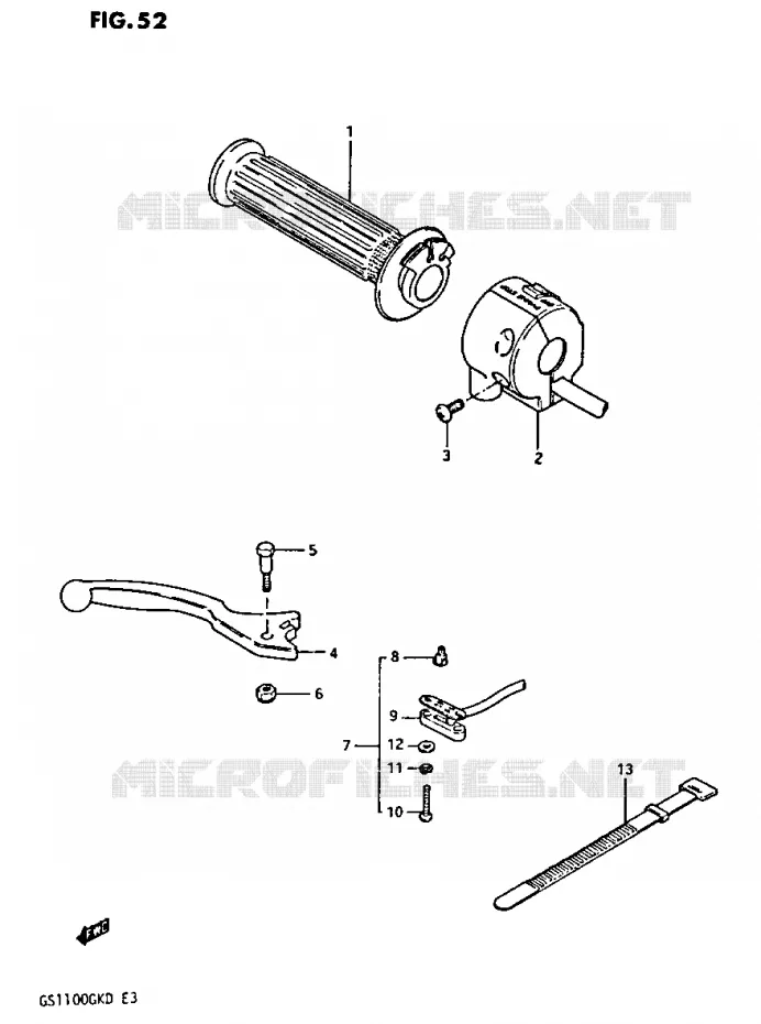 RIGHT SWITCH - HANDGREEP Suzuki MOTO 1100 GS-G 1982  GS1100GK2(Z/2/D)