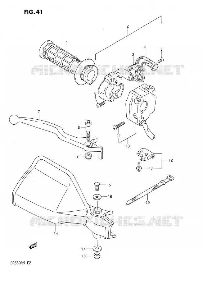 RIGHT SWITCH - HANDGREEP Suzuki MOTO 650 DR 1991  DR650RUM(E2)