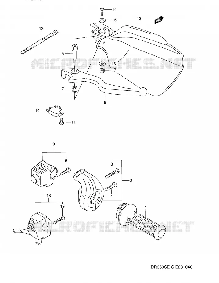 RIGHT SWITCH - HANDGREEP Suzuki MOTO 650 DR 1992  DR650SN(E28)