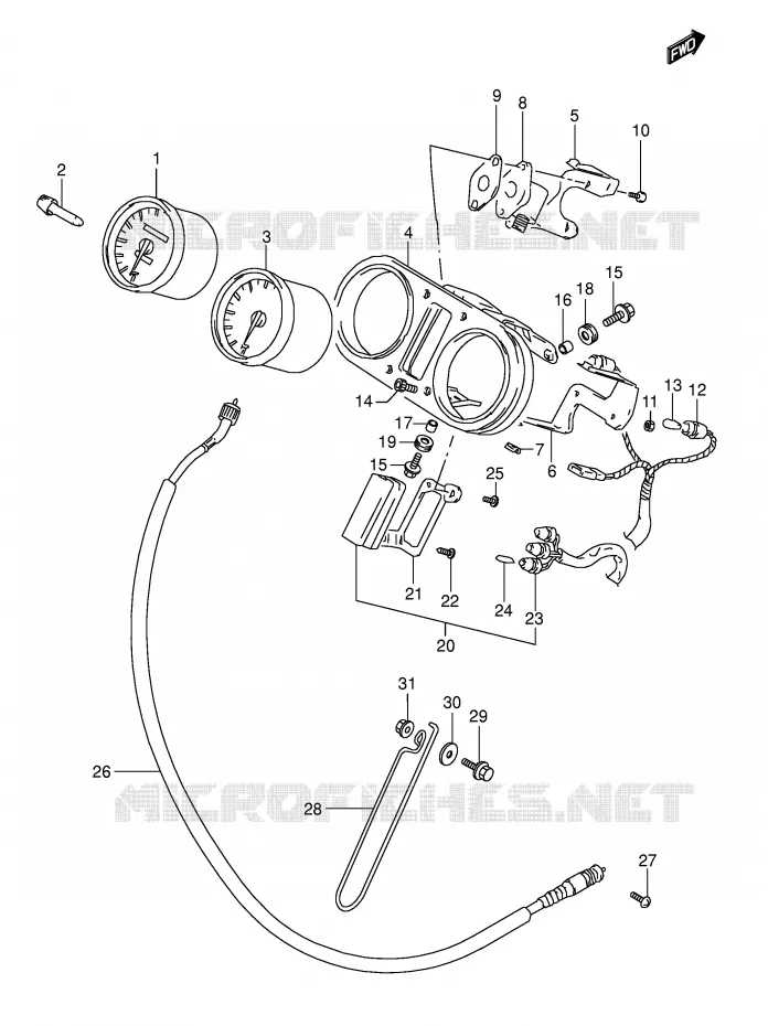 SNELHEIDSMETER (MODELE S/T) Suzuki MOTO 800 DR 1995  DR800SUS(E4)