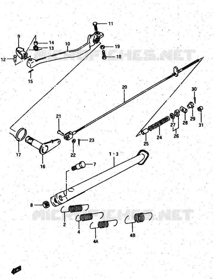 STAND - ACHTER REMPEDAAL Suzuki MOTO 500 DR 1987  DR500SH(G/H/J)
