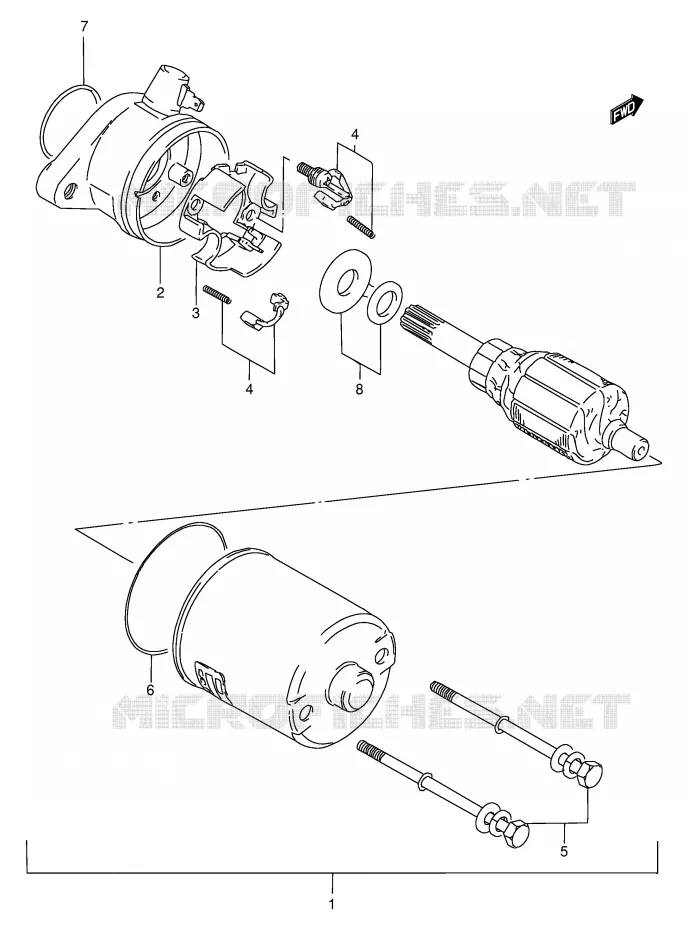 STARTMOTOR (FB100DG/DR/DS/DV) Suzuki SCOOTER 100 FB 2000  FB100Y(E71)