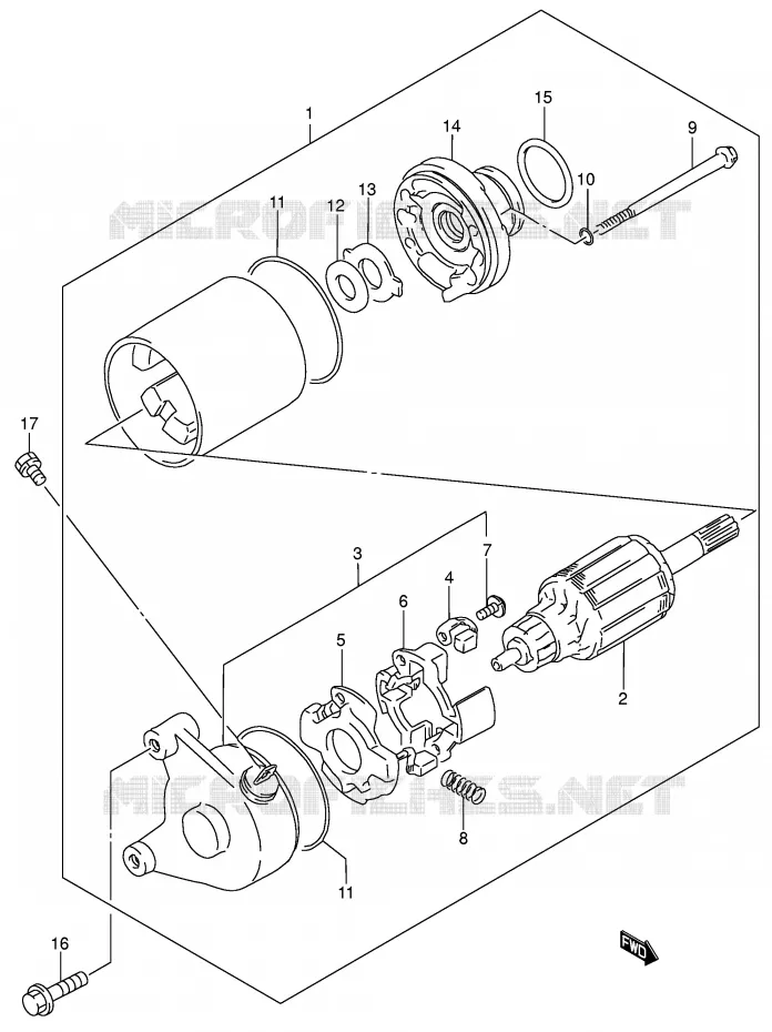STARTMOTOR (MODELE K1) Suzuki MOTO 200 DR 2002  DR200SEK2(E3/E28)