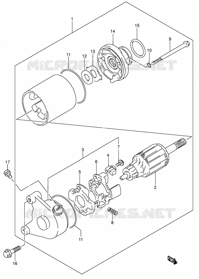 STARTMOTOR (MODELE K1) Suzuki MOTO 200 DR 2003  DR200SEK3(E24)