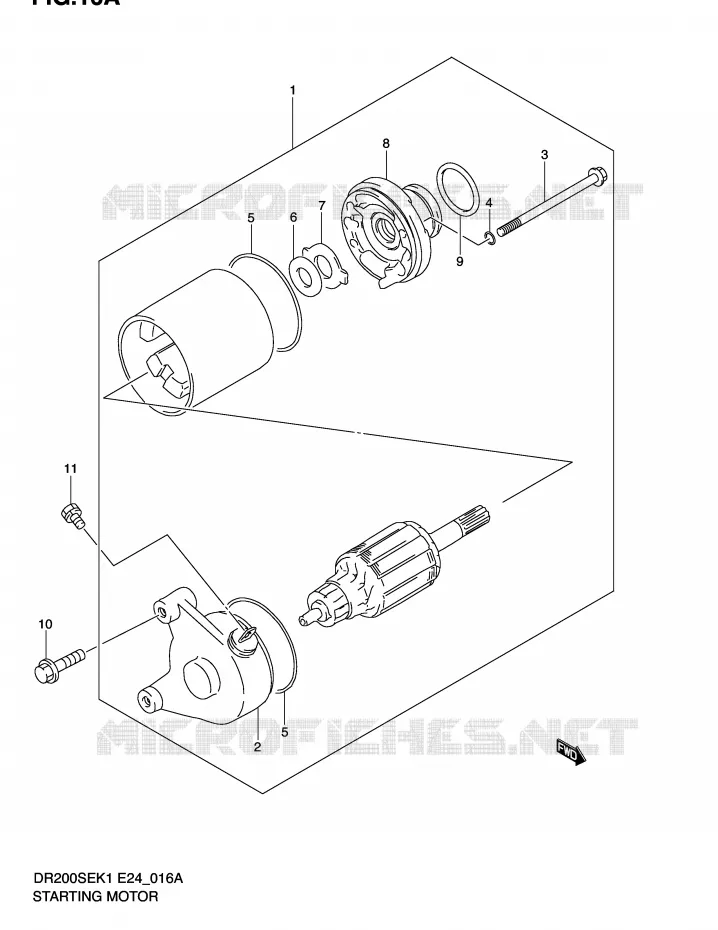 STARTMOTOR (MODELE K2/K3/K4/K5) Suzuki MOTO 200 DR 2004  DR200SEK4(E24)