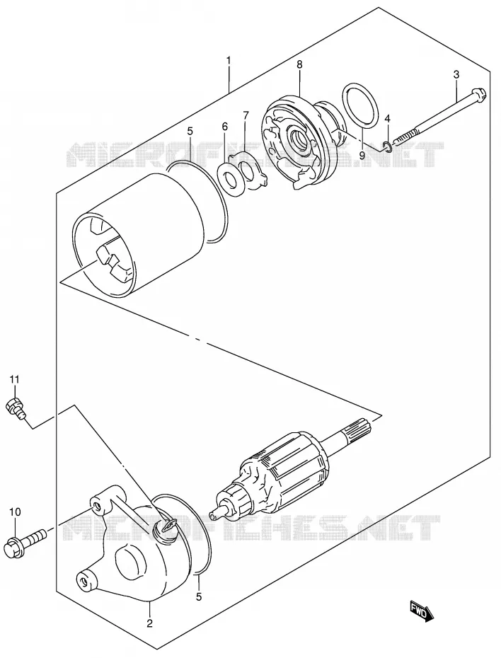 STARTMOTOR (MODELE K2/K3/K4/K5) Suzuki MOTO 200 DR 2004  DR200SEK4(E3/E28)