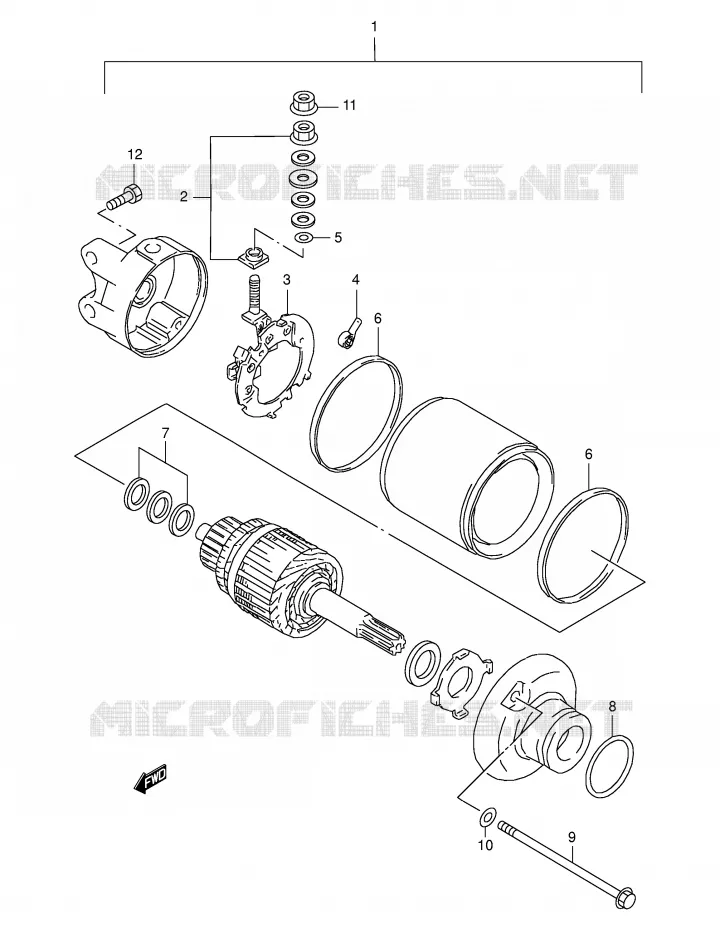 STARTMOTOR (MODELE T/V/W/X) Suzuki MOTO 350 DR 1994  DR350SER(E2)