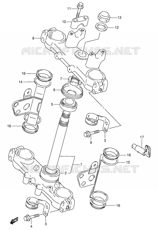 STUURKOLOM (E24) Suzuki MOTO 350 DR 1998  DR350W(E1)