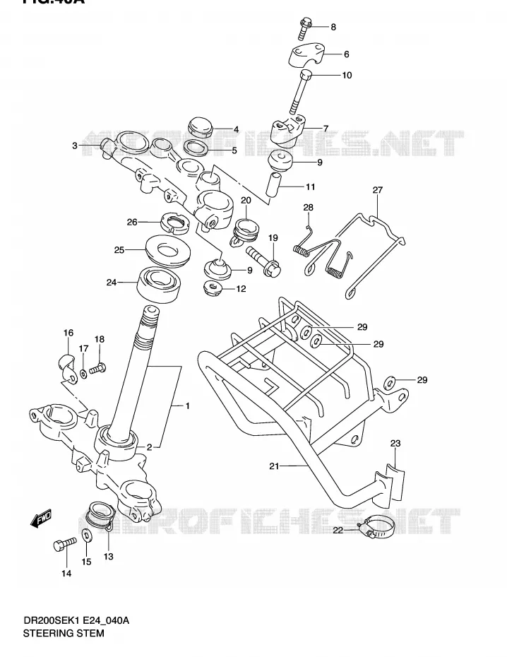 STUURKOLOM (MODELE K2/K3/K4/K5 E6,E24) Suzuki MOTO 200 DR 2001  DR200SEK1(E24)