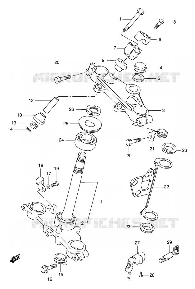 STUURKOLOM (MODELE R/S/T) Suzuki MOTO 125 DR 1994  DR125SER(E4)