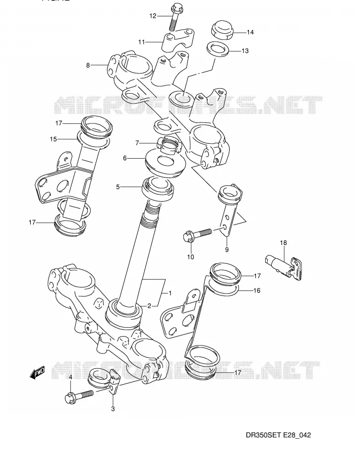 STUURKOLOM Suzuki MOTO 350 DR 1992  DR350SN(E28)