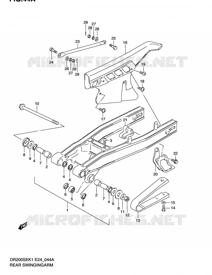 SWINGARM (MODELE K2/K3/K4/K5 E6,E24) Suzuki MOTO 200 DR 2004  DR200SEK4(E24)