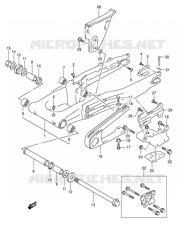SWINGARM (MODELE L/M/N/P) Suzuki MOTO 350 DR 1991  DR350M(E1)