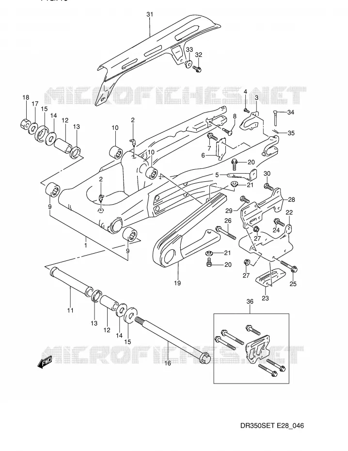 SWINGARM (MODELE L/M/N/P) Suzuki MOTO 350 DR 1992  DR350SN(E28)