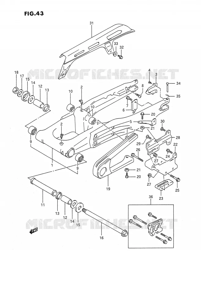 SWINGARM (MODELE L/M/N/P) Suzuki MOTO 350 DR 1994  DR350SHR(E2)