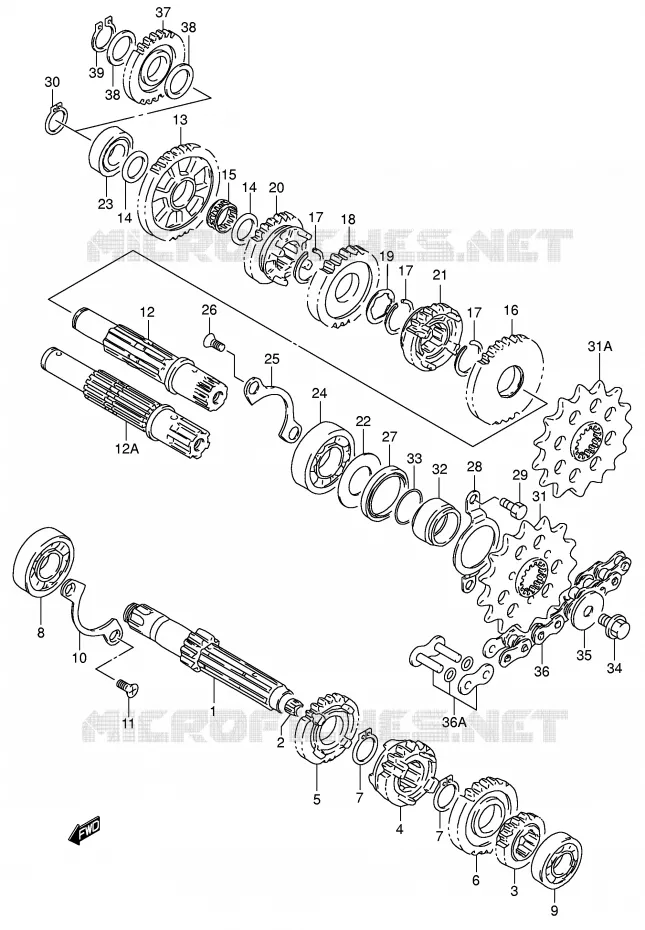 TRANSMISSION Suzuki MOTO 200 DR 2003  DR200SEK3(E24)