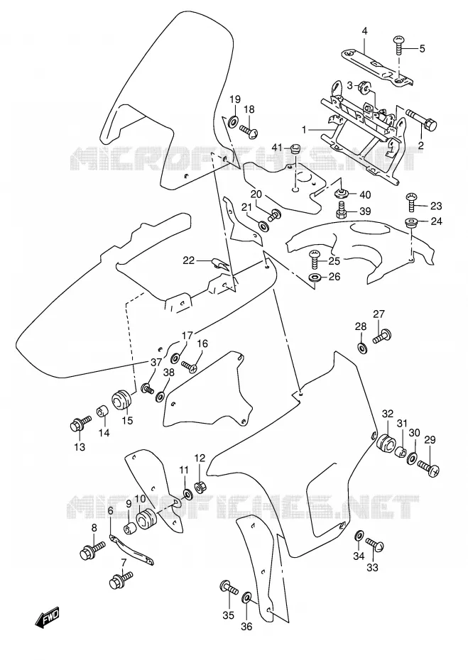 VOOR KUIP EN ONDERSTEUNING Suzuki MOTO 800 DR 1995  DR800SS(E4)