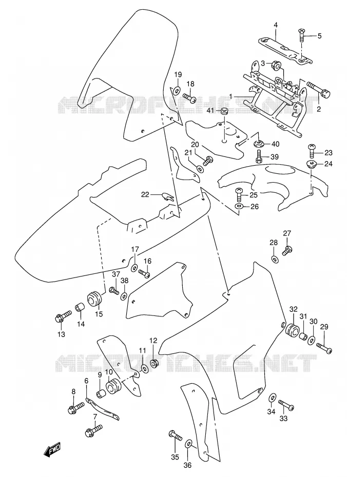VOOR KUIP EN ONDERSTEUNING Suzuki MOTO 800 DR 1997  DR800SV(E4)