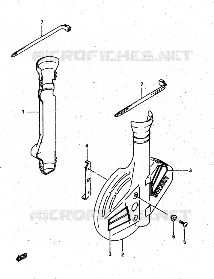 VOORVORK COVER (MODELE H/J) Suzuki MOTO 500 DR 1987  DR500RH(G/H/J)