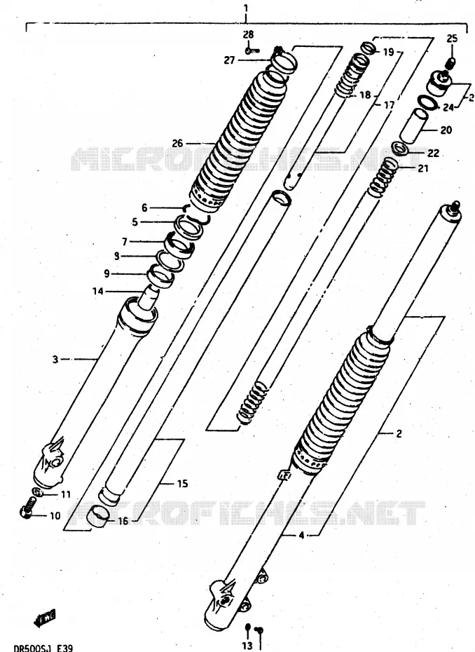 VOORVORK Suzuki MOTO 500 DR 1987  DR500RH(G/H/J)