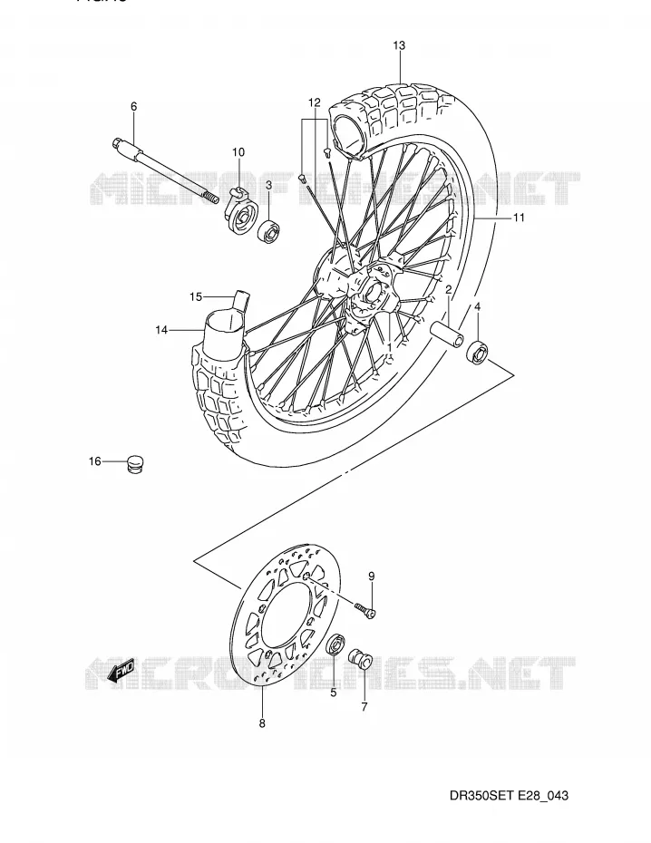 VOORWIEL Suzuki MOTO 350 DR 1993  DR350SP(E28)