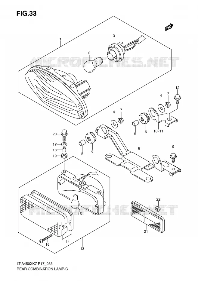 ACHTERLICHT Suzuki QUAD 450 KINGQUAD 2007  LT-A450XK7(P17)