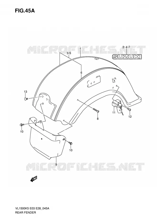 ACHTERSPATBORD (MODEL K7) Suzuki MOTO 1500 BOULEVARD 2005  VL1500TK5(E3/E28)