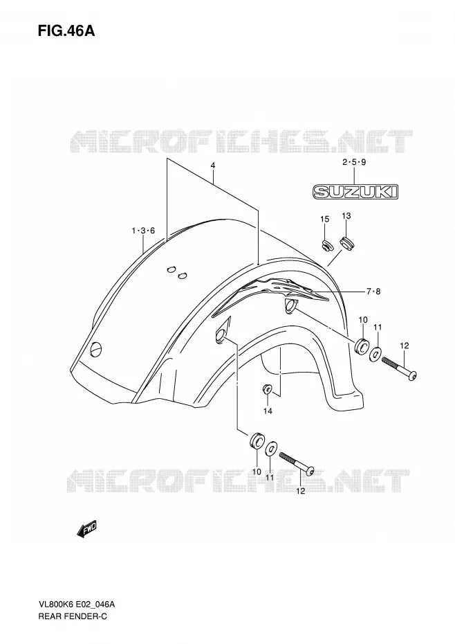 ACHTERSPATBORD (MODEL K8) Suzuki MOTO 800 VOLUSIA 2009  VL800UEK9(E2)
