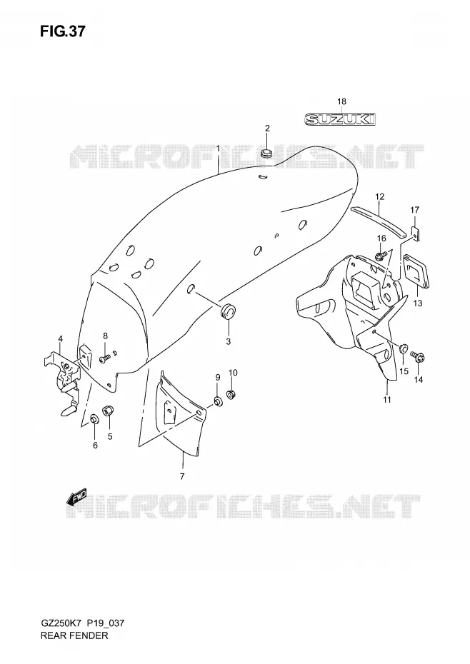 ACHTERSPATBORD Suzuki MOTO 250 MARAUDER 2007  GZ250K7(P19)
