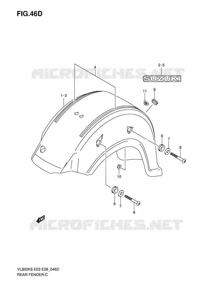 ACHTERSPATBORD (VL800TK8) Suzuki MOTO 800 VOLUSIA 2007  VL800CK7(E3/E28)