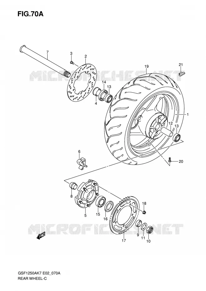 ACHTERWIEL (GSF1250K7/SK7/K8/SK8/K9/SK9/SL0) Suzuki MOTO 1250 BANDIT-S 2009  GSF1250SAK9(E2)
