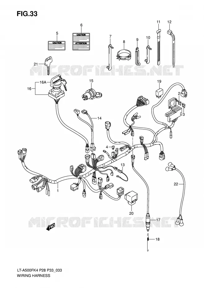 BEDRADING (MODELE K4/K5) Suzuki QUAD 500 KINGQUAD 2007  LT-A500FK7(P28/P33)