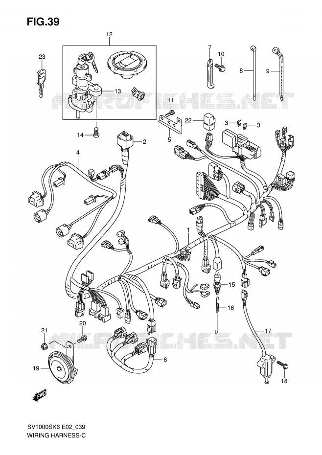 BEDRADING (SV1000S/S1/S2) Suzuki MOTO 1000 SV 2007  SV1000U2K7(E2)