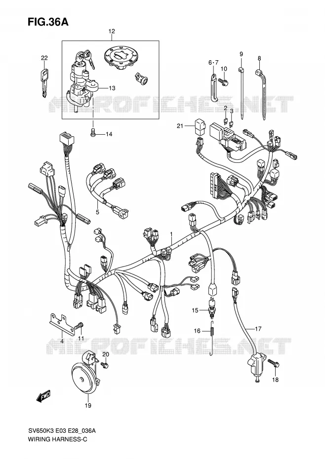 BEDRADING (SV650K5/K6) Suzuki MOTO 650 SV 2007  SV650K7/SK7(E3/E28)